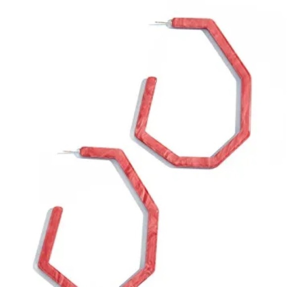 Rachel Comey Jewelry - Rachel Comey large geometric coral resin hoop earrings